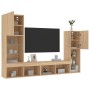 Wand-TV-Möbel mit LED 4 Stück Holzwerkstoff Sonoma Eiche von , TV-Möbel - Ref: Foro24-3216656, Preis: 172,68 €, Rabatt: %