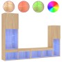 Wand-TV-Möbel mit LED 4 Stück Holzwerkstoff Sonoma Eiche von , TV-Möbel - Ref: Foro24-3216656, Preis: 172,68 €, Rabatt: %