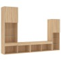 Wand-TV-Möbel mit LED 4 Stück Holzwerkstoff Sonoma Eiche von , TV-Möbel - Ref: Foro24-3216656, Preis: 172,68 €, Rabatt: %