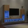 Wand-TV-Möbel mit LED 4 Stück Holzwerkstoff Sonoma Eiche von , TV-Möbel - Ref: Foro24-3216656, Preis: 168,87 €, Rabatt: %