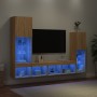 Wand-TV-Möbel mit LED 4 Stück Holzwerkstoff Sonoma Eiche von , TV-Möbel - Ref: Foro24-3216656, Preis: 172,68 €, Rabatt: %