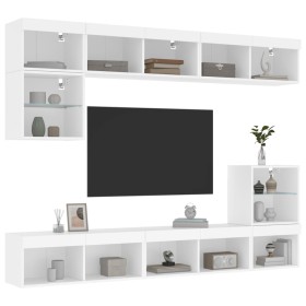 Wand-TV-Möbel mit LED 8 Stk. Holzwerkstoff weiß von , TV-Möbel - Ref: Foro24-3216668, Preis: 221,58 €, Rabatt: %