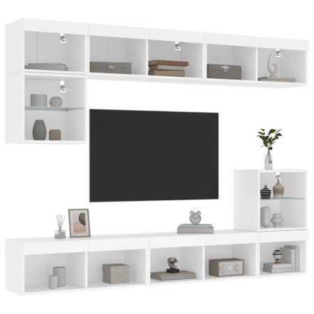Wand-TV-Möbel mit LED 8 Stk. Holzwerkstoff weiß von , TV-Möbel - Ref: Foro24-3216668, Preis: 221,43 €, Rabatt: %