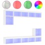 Muebles de TV de pared con LED 8 pzas madera ingeniería blanco de , Muebles TV - Ref: Foro24-3216668, Precio: 225,53 €, Descu...
