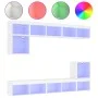 Wall-mounted TV furniture with LED, 8 pieces, engineered wood, white. by , TV Furniture - Ref: Foro24-3216668, Price: 215,71 ...