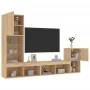 Wand-TV-Möbel mit LED 4 Stück Holzwerkstoff Sonoma Eiche von , TV-Möbel - Ref: Foro24-3216663, Preis: 152,94 €, Rabatt: %