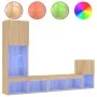 Wand-TV-Möbel mit LED 4 Stück Holzwerkstoff Sonoma Eiche von , TV-Möbel - Ref: Foro24-3216663, Preis: 152,94 €, Rabatt: %