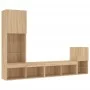 Wand-TV-Möbel mit LED 4 Stück Holzwerkstoff Sonoma Eiche von , TV-Möbel - Ref: Foro24-3216663, Preis: 152,94 €, Rabatt: %