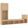 Wand-TV-Möbel mit LED 4 Stück Holzwerkstoff Sonoma Eiche von , TV-Möbel - Ref: Foro24-3216663, Preis: 158,98 €, Rabatt: %