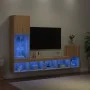 Wand-TV-Möbel mit LED 4 Stück Holzwerkstoff Sonoma Eiche von , TV-Möbel - Ref: Foro24-3216663, Preis: 152,94 €, Rabatt: %