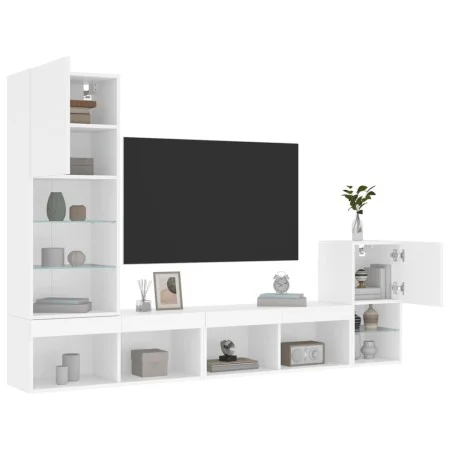 Wand-TV-Möbel mit LED 4 Stk. Holzwerkstoff weiß von , TV-Möbel - Ref: Foro24-3216661, Preis: 171,30 €, Rabatt: %