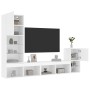 Muebles de TV de pared con LED 4 pzas madera ingeniería blanco de , Muebles TV - Ref: Foro24-3216661, Precio: 180,35 €, Descu...