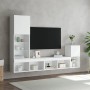 Muebles de TV de pared con LED 4 pzas madera ingeniería blanco de , Muebles TV - Ref: Foro24-3216661, Precio: 180,35 €, Descu...