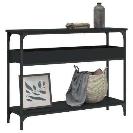 Console table with black engineered wood shelf 100x29x75 cm by , Side tables - Ref: Foro24-837717, Price: 58,50 €, Discount: %