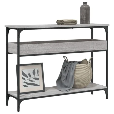 Console table with Sonoma grey engineered wood shelf 100x29x75 cm by , Side tables - Ref: Foro24-837720, Price: 58,79 €, Disc...