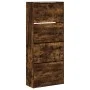 Shoe cabinet with 4 foldable drawers in smoked oak, 80x34x187.5cm by , Shoe racks and shoe organizers - Ref: Foro24-3214382, ...