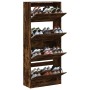 Shoe cabinet with 4 foldable drawers in smoked oak, 80x34x187.5cm by , Shoe racks and shoe organizers - Ref: Foro24-3214382, ...