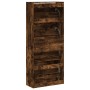 Shoe cabinet with 4 foldable drawers in smoked oak, 80x34x187.5cm by , Shoe racks and shoe organizers - Ref: Foro24-3214382, ...