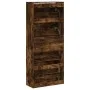 Shoe cabinet with 4 foldable drawers in smoked oak, 80x34x187.5cm by , Shoe racks and shoe organizers - Ref: Foro24-3214382, ...