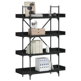 4-shelf black engineered wood bookcase 100x33x145.5 cm by , Bookcases and shelves - Ref: Foro24-837692, Price: 62,90 €, Disco...