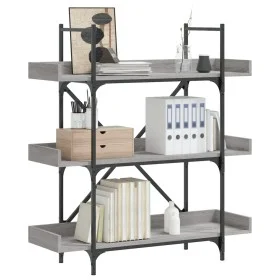 Bookcase with 3 shelves in Sonoma grey wood, 100x33x108.5 cm by , Bookcases and shelves - Ref: Foro24-837690, Price: 65,72 €,...