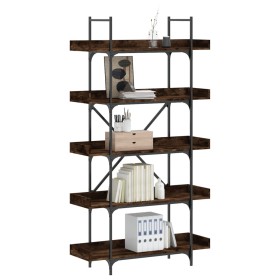 Librería de 5 estantes madera ingeniería roble ahumado de , Librerías y estanterías - Ref: Foro24-837699, Precio: 97,15 €