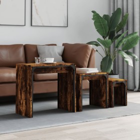 Stackable coffee tables, set of 3, engineered wood in smoked oak. by , Coffee table - Ref: Foro24-837824, Price: 64,76 €, Dis...