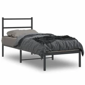 Bed frame with black metal headboard 75x190 cm by , Beds and slatted bases - Ref: Foro24-355355, Price: 58,55 €, Discount: %