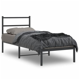 Bettgestell mit schwarzem Metallkopfteil 75x190 cm von , Betten und Lattenroste - Ref: Foro24-355355, Preis: 59,48 €, Rabatt: %