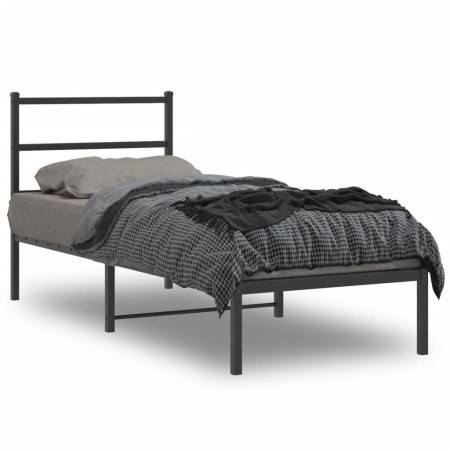 Bettgestell mit schwarzem Metallkopfteil 75x190 cm von , Betten und Lattenroste - Ref: Foro24-355355, Preis: 59,48 €, Rabatt: %