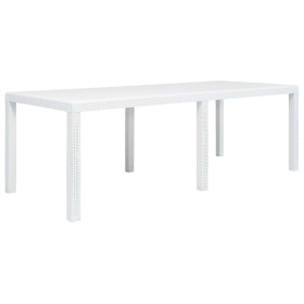 Mesa de jardín aspecto de ratán plástico blanca 220x90x72 cm de vidaXL, Mesas de jardín - Ref: Foro24-45607, Precio: 188,26 €...