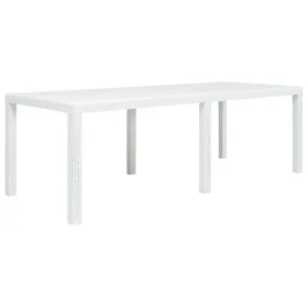 White plastic rattan look garden table 220x90x72 cm by vidaXL, Garden tables - Ref: Foro24-45607, Price: 185,07 €, Discount: %
