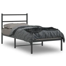 Bed frame with black metal headboard 90x190 cm by , Beds and slatted bases - Ref: Foro24-355357, Price: 65,10 €, Discount: %