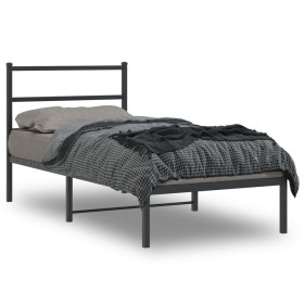 Estructura de cama con cabecero metal negro 90x190 cm