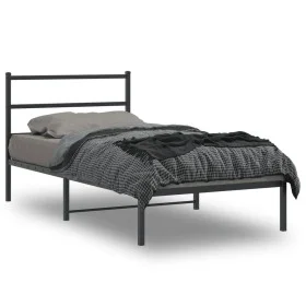 Bed frame with black metal headboard 100x200 cm by , Beds and slatted bases - Ref: Foro24-355360, Price: 61,15 €, Discount: %