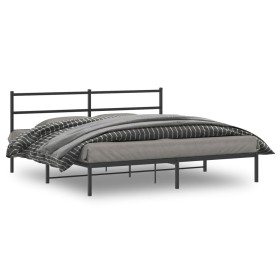 Bed frame with black metal headboard 180x200 cm by , Beds and slatted bases - Ref: Foro24-355369, Price: 105,31 €, Discount: %