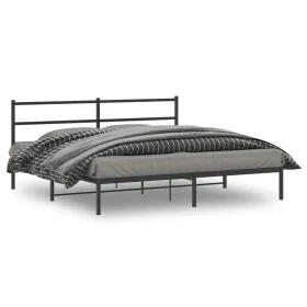 Bed frame with black metal headboard 180x200 cm by , Beds and slatted bases - Ref: Foro24-355369, Price: 103,53 €, Discount: %