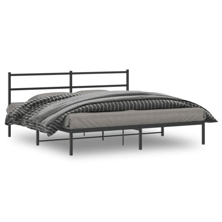 Estructura de cama con cabecero metal negro 180x200 cm