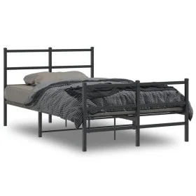 Bed frame with headboard and black metal footboard 120x200cm by , Beds and slatted bases - Ref: Foro24-355381, Price: 99,56 €...