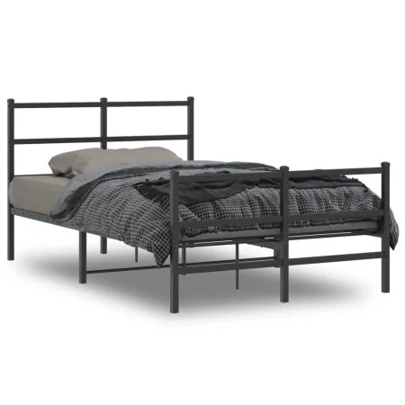 Bed frame with headboard and black metal footboard 120x200cm by , Beds and slatted bases - Ref: Foro24-355381, Price: 99,56 €...