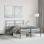 Bed frame with headboard and black metal footboard 140x190cm by , Beds and slatted bases - Ref: Foro24-355383, Price: 86,94 €...
