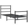 Bed frame with headboard and black metal footboard 80x200 cm by , Beds and slatted bases - Ref: Foro24-355374, Price: 69,38 €...