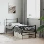 Bed frame with headboard and black metal footboard 80x200 cm by , Beds and slatted bases - Ref: Foro24-355374, Price: 69,38 €...
