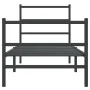 Bed frame with headboard and black metal footboard 80x200 cm by , Beds and slatted bases - Ref: Foro24-355374, Price: 69,38 €...