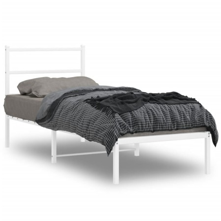 Bettgestell aus Metall mit weißem Kopfteil 80x200 cm von , Betten und Lattenroste - Ref: Foro24-355405, Preis: 58,83 €, Rabat...