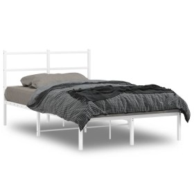 Bettgestell aus Metall mit weißem Kopfteil 120x190 cm von , Betten und Lattenroste - Ref: Foro24-355411, Preis: 88,27 €, Raba...