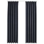 Cortinas opacas con ganchos 2 piezas gris antracita 140x255 cm