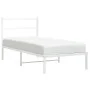 Estructura de cama de metal con cabecero blanco 90x200 cm de , Camas y somieres - Ref: Foro24-355407, Precio: 62,70 €, Descue...