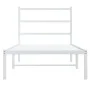 Estructura de cama de metal con cabecero blanco 90x200 cm de , Camas y somieres - Ref: Foro24-355407, Precio: 62,70 €, Descue...