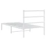 Estructura de cama de metal con cabecero blanco 90x200 cm de , Camas y somieres - Ref: Foro24-355407, Precio: 62,70 €, Descue...